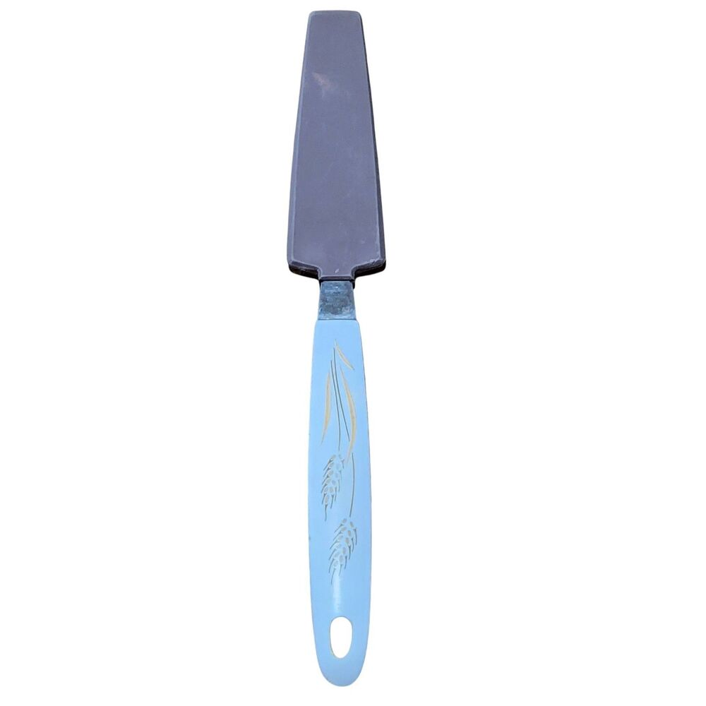 Vintage Kitchen Spatula Blue Milk Glass Handle Stainless Blade Atomic Mid Centur